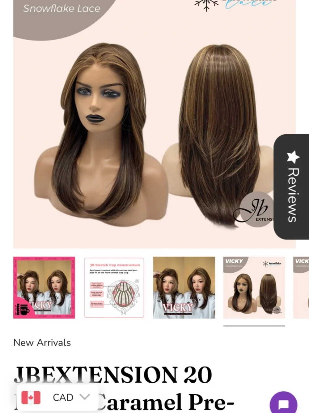 Vicky Snowflake Lace Long Layered Brown Wig with Blonde Highlights - Picture 2 of 2